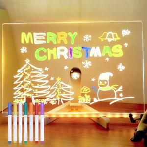 LED Note Board with Colors, Light Up Acrylic Message Board, Cosmody Light Up Drawing Board with Stand, 7 Markers (11.8 * 7.9 inches)