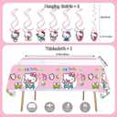 49Pcs - Kitty Birthday Party Decorations Set, Pink Theme with Banner, Balloons, Tablecloth, Cake Toppers..