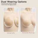 Epock Convertible Silicone Sticky Bra - Dual Wear Adhesive Bra for Lift & Push Up Effect, Invisible Strapless Nipple Covers (M)