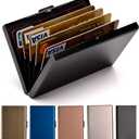 EASTNIGHTS Credit Card Holder Stainless Steel Credit Card Case Metal ID Card Holder RFID Wallets Business Card Holder for Women or Men (Black)