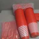 Skylety 36 Pcs Bulk Christmas Candy Plastic Cups with Straws and Lids for Coworkers Employee 16 oz Red White Candy Cups Xmas Tumbler Reusable for Team Nurse Teacher Office Staff Hot Chocolate, 4Style