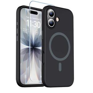 Magnetic for iPhone 17 Case [Compatible with MagSafe] [Soft Anti-Scratch Microfiber Lining],Premium Silicone with Screen Protector,Shockproof Protective Phone Case 6.3",Black