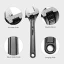 4 Pcs Adjustable CR-V Wrench Set, 6, 8, 10, 12 Inch Wrenches, Chrome Vanadium Steel, Wide Jaw Black Oxide Finish Craftsman Adjustable Wrench