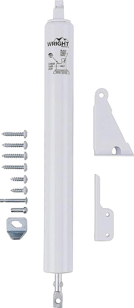 Wright Products Standard Duty Pneumatic Screen & Storm Door Closer Adjustable Closing Speed, Quiet Operation, Easy Installation (Transitional, White)
