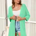 Arach&Cloz 2025 Womens Cardigans Summer Open Front Cruise Outfits Loose Tops Kimono Pea Green Dress(Pea Green,M) (M)