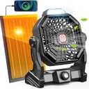 Solar Powered Fan,Max 40H RuntimeRechargeable Solar Camping Fans & Led Lantern,8-inch Portable Fan with Solar Panel,Battery Operated Powered Outdoor Tent Fans for Camping Essentials Accessories
