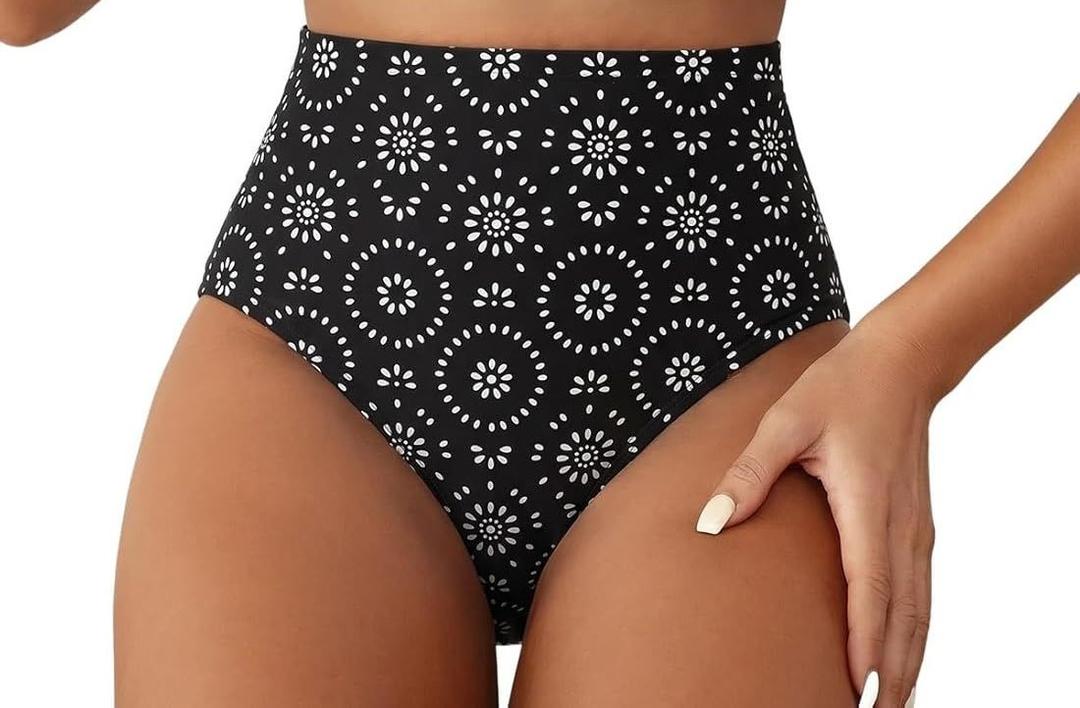 Herseas Womens High Waisted Bikini Floral Print Swimsuit Bathing Suit Beach Swimwear L