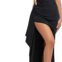 Women's Backless High Split Strapless Long Prom Formal Cocktail Dress for Women, XS Blue (Black, L)