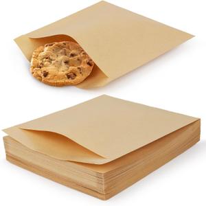 300 Pack Paper Cookies Bags with Seal Stickers, 5x6 Inch Grease Resistant Cookie Sleeves Small Brown Bakery Bags for Packaging Donuts, Brownies, Treats, Snacks, Baked Goods