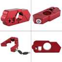 ARDKOP Motorcycle Grip Handlebar Lock, Universal Heavy Duty CNC Aluminium Alloy Motorcycle Handlebar Brake Lever Lock Vehicle Security with 2 Keys for Motorbike Electric Motor Car (Red)(Gold)