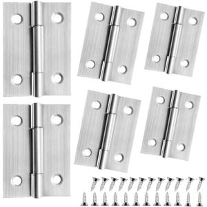 6 PCS Door Hinges 2 inch Stainless Steel Small Hinges Cabinet Hinges for Mini Door, DIY Wooden Box, Furniture, Woodworking Craft Project, Rust-Resistant, 24 Screws, Silver