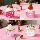 120Pcs Winter Pink Ice Cream Cups 12 oz Disposable Snowflake Snowman Elk Gift Paper Dessert Snack Bowls Winter Food Yogurt Containers for Hot or Cold Food Soup Candies Xmas Holiday Party Supplies