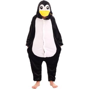 Flannel Animal Onesie Costume One Piece Kids Adults Cosplay for Halloween Easter Boys Girls Womens (Black)