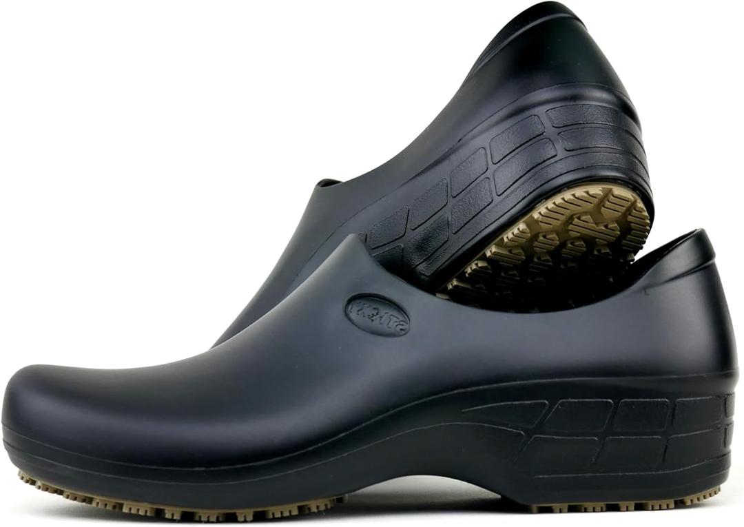 Sticky Nursing Shoes Women - Chefs - Kitchen - Nurses - Clogs for Work - Waterproof Non Slip (9, Black)