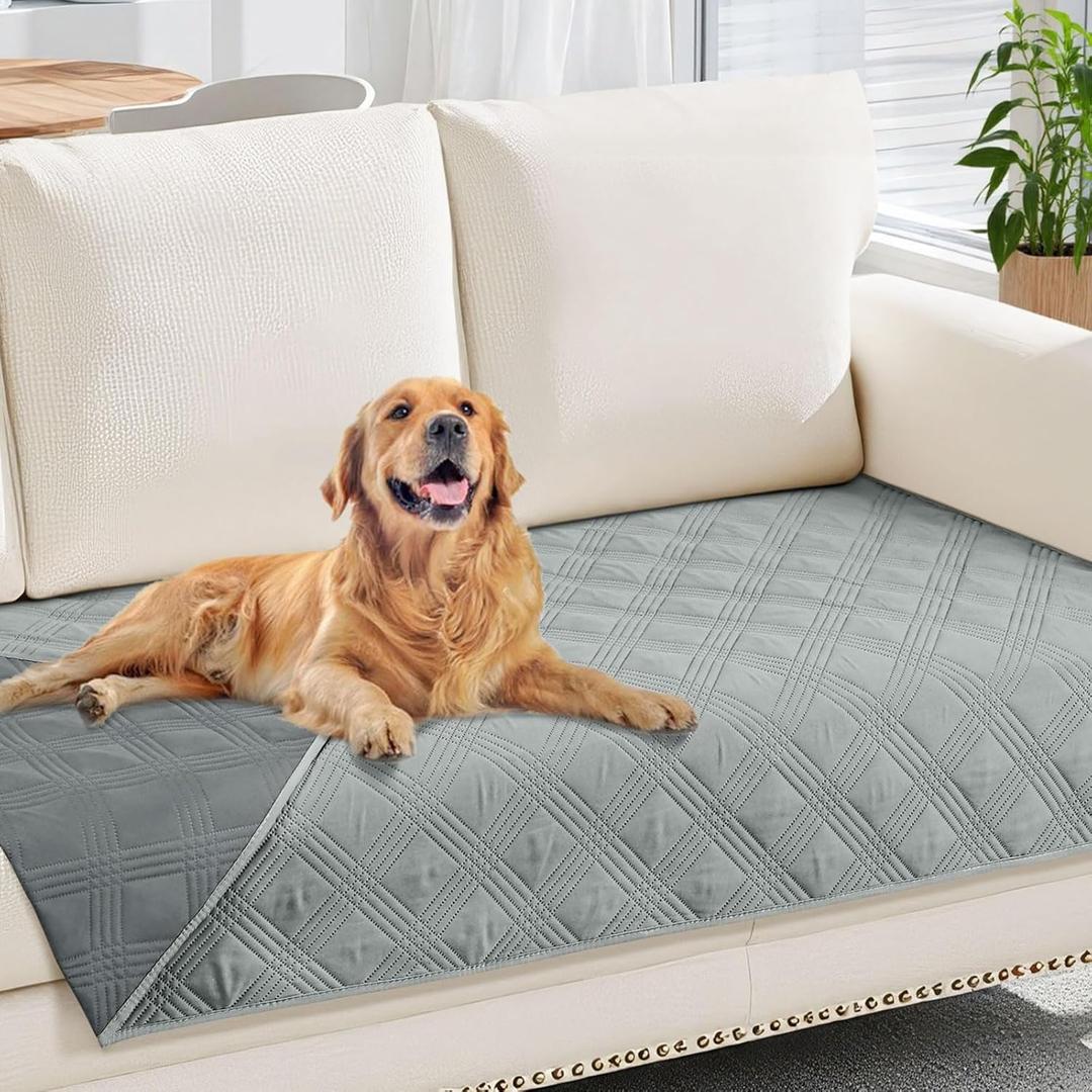 Hyha Waterproof Dog Blanket, Reversible Pet Bed Blanket, Soft Sofa Couch Cover for Dogs Washable, Waterproof Pet Couch Covers for Sofa Puppy Cats Furniture Protector(30"x70", Grey/Dark Grey)