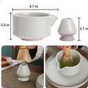 Handmade Ceramic Matcha Bowl Set with Spout & Whisk Holder - Traditional Chasen Tea Whisk Ritual Kit, Gift-Ready Chawan for Matcha Lovers - Coarse Pottery & Durable Design