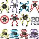 Charniol 20 Pcs Transformable Chain Robot Finger Spinner Robot Deformed Mechanical Spiral Twister Fingertip Spinners Spiral Twister Fingertip Decompression for Adults Teens