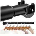 Mavivegue Closet Rod, 17 to 84 Inch Adjustable Closet Rods for Hanging Clothes, Heavy Duty Tension Rod, Black Curtain Rod, for Closet, Wardrobes, Bathroom, Laundry