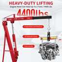 GarveeTech 2 Ton Folding Hydraulic Engine Hoist with Load Leveler, Heavy Duty Cherry Picker | 2 Ton (4,400 lbs) Capacity,w/h Leveler,6 Swivel Wheels&Hydraulic Pump,Adjustable Boom (0.5T-2T) ,Garage Workshop Warehouse