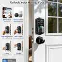 Veise VE027-K Built-in WiFi Smart Lock with 2 Knob, Fingerprint Keyless Entry Door Lock Handle Set for Front Door, App Remote Control, Electronic Digital Keypad Deadbolt, IP65 Waterproof, Matte Black