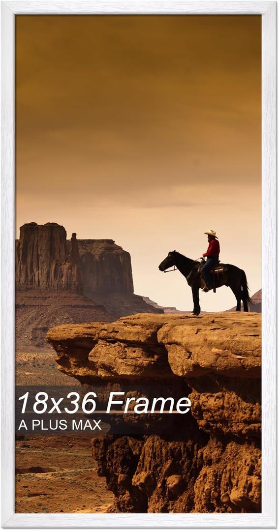 A PLUS MAX 18x36 Picture Frame White Light Weight Wall Mount
