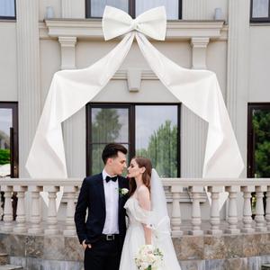 118x28 Inch Extra Large Wedding Bow Giant Wall Satin Bow Decoration with Long Streamers Huge Oversized Topper Decor for Room Backdrop Tree Topper Holiday Party Door(White,Satin)
