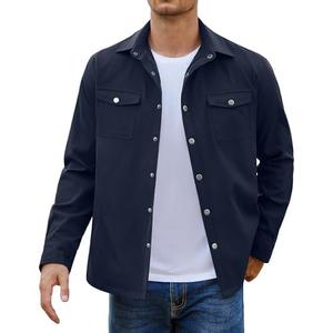 COOFANDY Men's Casual Lightweight Shirt Jacket Work Shacket Jackets Military Button Down Overshirt With Flap Pockets XL