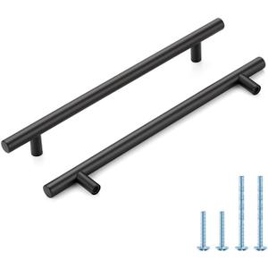HOME EDIT Black Cabinet Handles 7-1/2 Inch Hole Spacing Stainless Steel Drawer Pulls for Cabinets, Dresser, Bathroom 10 Pack