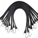 ROBLOCK 21" Rubber Tarp Straps with 150% Max Stretch, 100% EPDM Bungee Cords with Metal Crimped S Hooks, Ideal for Securing Tarps, Cargo, Canvases, Weatherproof (10 Pack)