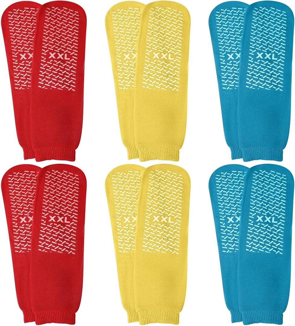 Panitay 6 Pairs XX Large Slipper Socks Terry Ring Non Slip Gripper Socks for Adults Home Hospital