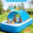 Extra Large Inflatable Pool for Adults and Kids, 145" x 74" x 22" Blow Up Pool for Family, Oversized Inflatable Pools with Canopy & Pump, Large Inflatable Swimming Pool for Backyard Outdoor