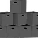Fabric storage bins Cubes, Fabric Cube Organizer with Handle, Foldable Cube Bins for Cloth or Accessary Storage, 11x11x11, Set of 8, (Gray)