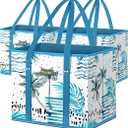 BALEINE 2Pk Reusable Grocery Bags, Foldable Shopping Bags for Groceries with Reinforced Bottom & Handles (Island Breeze)