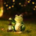 Glowing Garden Frog Outdoor Decor Cute Animal Outdoor Statue for Yard Patio Ornaments, Solar Frog Garden Decor for Birthday Housewarming Gifts for Woman, Mom, Grandma