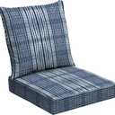 Arden Outdoor Foam Deep Seat Cushion Set, 24x24, Premium High-Density Foam, Never Flattens, Weather-Proof for Patio Chair Sofa Couch, Blue Shibori Stripe, 1 Pack