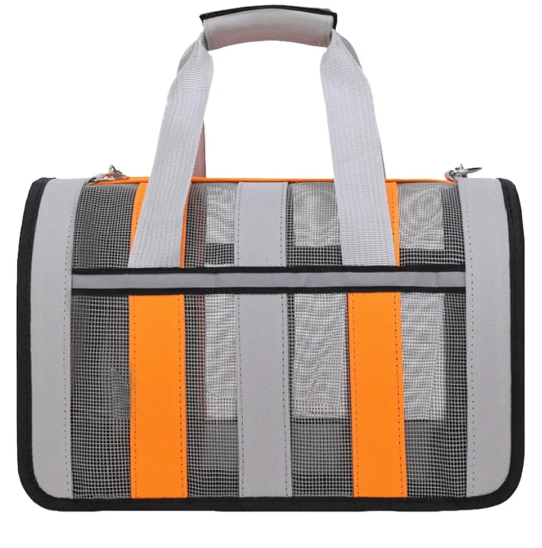 Airline Approved Soft Sided Cat Carrier and Small Dog Crate up to 10lbs - Lightweight Cats Bag Carrier for Pets with Litter Pocket for Kittens and Puppies (Gray and Orange, Small)