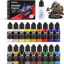 Nicpro 18 Colors Model Paint Set, 20ml Ready to Use Modeling Acrylic Paints, Brush & Airbrush Compatible, Miniature Paint Set for Beginners & Artists on Models, Figures, Crafts, Canvas, with 1 Thinner