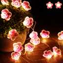 Mudder 13 FT 40 LEDs Cherry Blossom Flower String Lights for Bedroom, Pink Fairy Lights USB and Battery Operated Decorative String Light Indoor Outdoor(1 Pack)