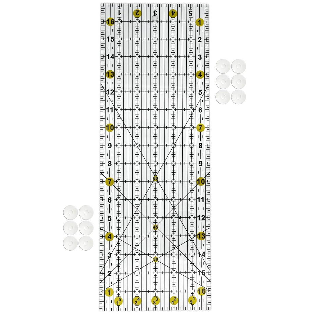 Sewing Ruler,Curved Corner Cutter Quilting Ruler Acrylic Quilting Template Yellow 6"x17"