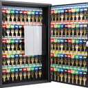 Barska 100-Position Key Lock Box Solid Steel Key Cabinet with Adjustable Numbered Hooks, Key Log Sheet, Color Tags & Index Chart Wall-Mount Organizer, Black Finish Key Organizer Keybox
