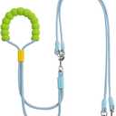 Double Dog Leash for Two Dogs,Dual Hands Free Heavy Duty Dog Leashes,360 Swivel No Tangle Walking Leash,Soft Padded Handle,Adjustable Crossbody Waist Belt Rope for Small Medium Large Dogs,Blue