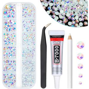 White AB Resin Rhinestones w B7000 Jewelry Glue for Bedazzling Crafting 2mm 3mm 4mm 5mm 6mm Flatback Jelly Stones Diamonds Crystals Gems Charms Supplies for Nails Face Makeup Tumblers Crafts