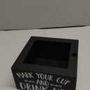 Party Cup Holder with Marker Slot - Wooden Mark Your Cups & Cup Dispenser for Parties, Farmhouse Decor, Home & Bar (Black, 5.7"x5.7"x2.95")