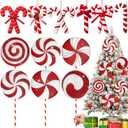 12 Pcs 15.75'' Large Candy Cane Christmas Decorations Giant Lollipop Candy Xmas Decorations with Sticks Red and White Peppermint Decor for Christmas Tree Ornaments Party, 12 Styles
