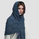 Zwirelz Wrap Dune Wasteland Hooded Shawl With Viking Brooch Cowl Scarf Rogue Medieval Viking Cloak Renaissance Costume Cape (78.7 x 27.5 inches, Navy)