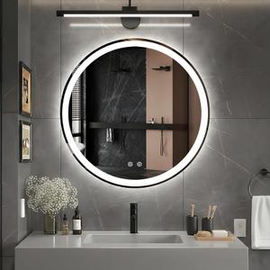 DUMOS 28 Inch Round LED Bathroom Mirror with Lights, Circle Vanity Mirror