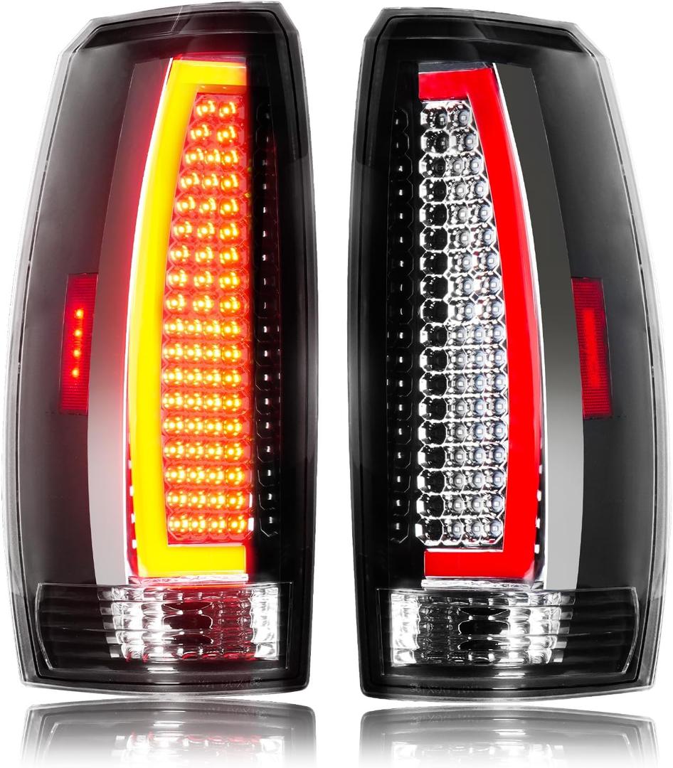 Tail Lights Assembly [LED Kit] Compatible with Chevy Avalanche 2007-2013 Rear Taillight, Chrome Housing Clear Lens