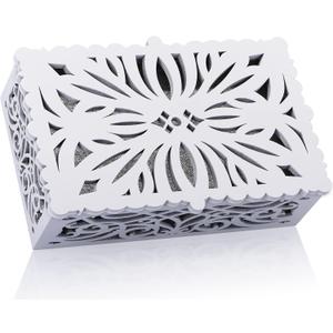 Saillong Doorbell Chime Cover Box Only, Wooden Doorbell Cover for Wall inside With Floral Design, Door Bell Covers With Adhesive Tape and Screws, Easy to Install, Doorbells Not Included(White)