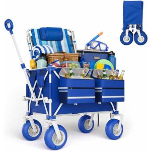 Garvee Beach Wagon with Big Wheels for Sand, 460LBS Folding Beach Cart