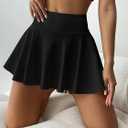 Women's High-Waisted Tummy Control Skort - Flowy Ruffled Skirt with Built-in Shorts (Black) S